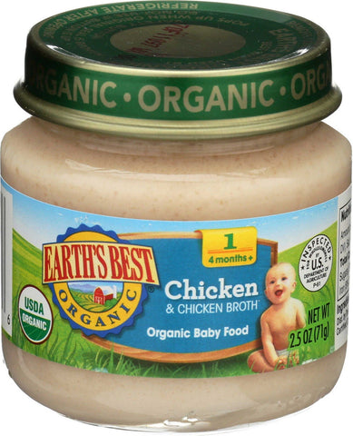 Earths Best Organic Chicken and Chicken Broth Stage 1 Baby Food, 2.5 Ounce -- 10 per case
