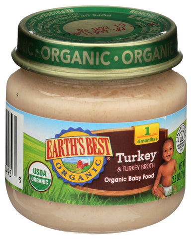 Earths Best Organic Turkey and Turkey Broth Stage 1 Baby Food, 2.5 Ounce -- 10 per case