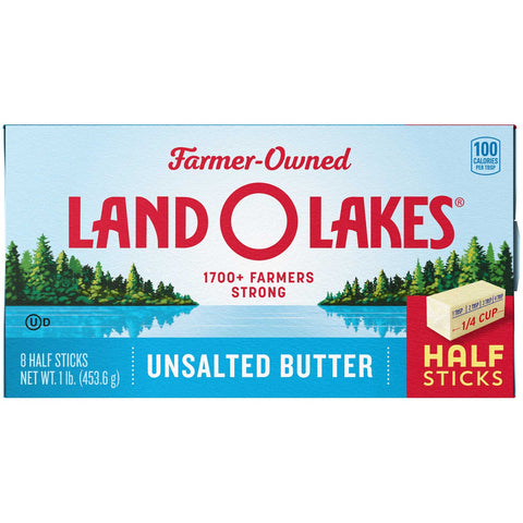 Land O Lakes Unsalted Half Sticks Butter, 1 Pound -- 12 per case