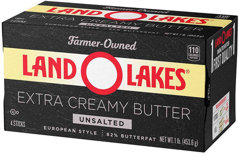 Land O Lakes Extra Creamy Unsalted Butter, 1 Pound -- 18 per case