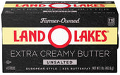Land O Lakes Extra Creamy Unsalted Butter, 1 Pound -- 18 per case