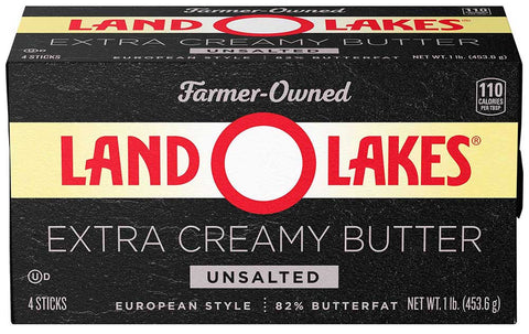 Land O Lakes Extra Creamy Unsalted Butter, 1 Pound -- 18 per case