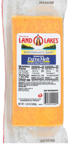 Land O Lakes Extra Melt Sharp American Cheese Slice, 1.5 Pound -- 8 per case
