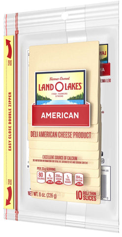 Land O Lakes Sliced White Deli American Cheese, 8 ounce -- 12 per case