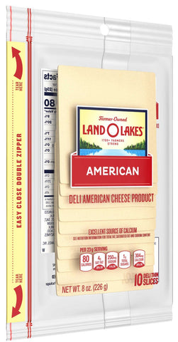 Land O Lakes Sliced White Deli American Cheese, 8 ounce -- 12 per case