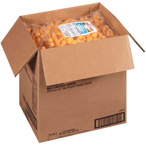 Land O Lakes Mild Reduced Fat Yellow Cheddar Cheese Cube, 5 Pound -- 4 per case.