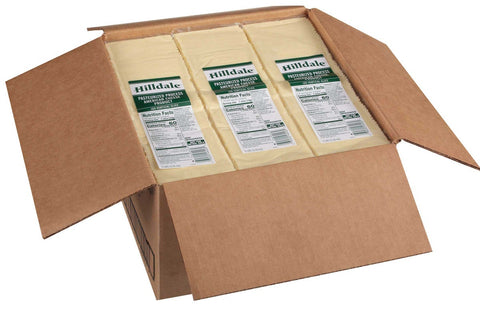 Hilldale Pasteurized Process White Vertical American Cheese Slice, 120 count per pack -- 6 per case.