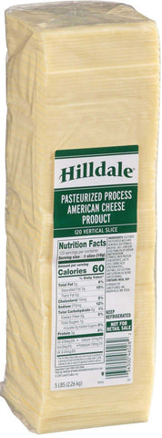 Hilldale Pasteurized Process White Vertical American Cheese Slice, 120 count per pack -- 6 per case.