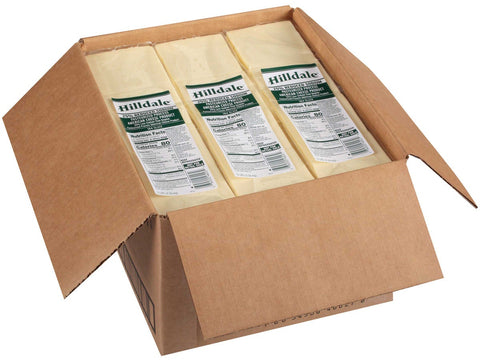 Hilldale Reduced Sodium Pasteurized Process White American Cheese Slice, 184 count per pack -- 6 per case.
