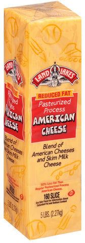 Land O Lakes 160 Slice Yellow Reduced Fat American Cheese, 5 Pound -- 6 per case.
