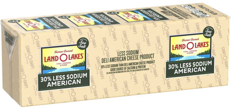 Land O Lakes 30% Less Sodium White Deli American Cheese Product, 5 Pound -- 2 per case
