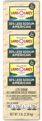 Land O Lakes 30% Less Sodium White Deli American Cheese Product, 5 Pound -- 2 per case