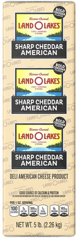 Land O Lakes Sharp Cheddar White Deli American Cheese Product, 5 Pound -- 2 per case