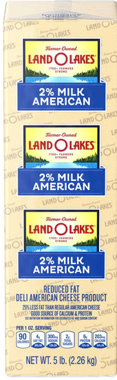 Land O Lakes 2% Milk Reduced Fat White Deli American Cheese Product, 5 Pound -- 2 per case