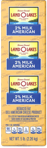 Land O Lakes 2% Milk Reduced Fat White Deli American Cheese Product, 5 Pound -- 2 per case