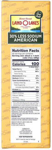 Land O Lakes 30% Less Sodium Yellow Deli American Cheese Product, 5 Pound -- 2 per case
