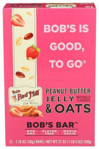 Bobs Red Mill Peanut Butter Jelly and Oats Bar, 1.76 Ounce -- 12 per case