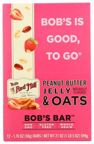 Bobs Red Mill Peanut Butter Jelly and Oats Bar, 1.76 Ounce -- 12 per case