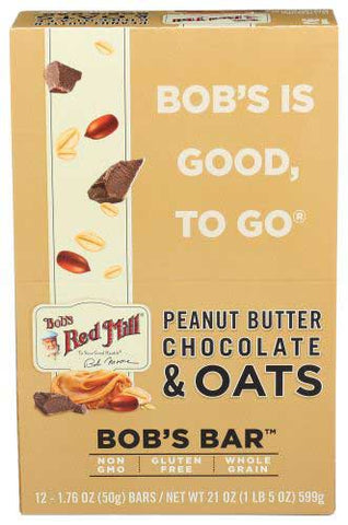Bobs Red Mill Peanut Butter Chocolate and Oats Bar, 1.76 Ounce -- 12 per case