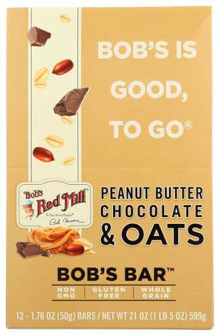 Bobs Red Mill Peanut Butter Chocolate and Oats Bar, 1.76 Ounce -- 12 per case