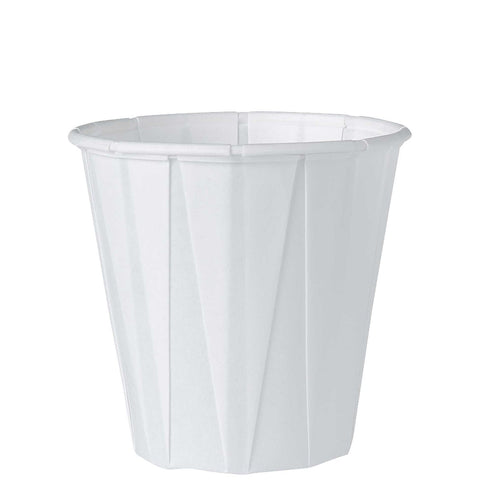 Solo White Pleated Treated Paper Medical Portion Cup, 3.5 Ounce -- 5000 per case.