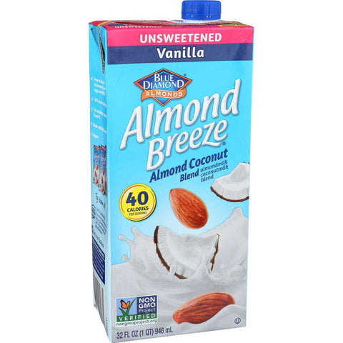 Blue Diamond Unsweetened Vanilla Breeze Almondmilk Coconutmilk Blend, 32 Ounce -- 12 per case.