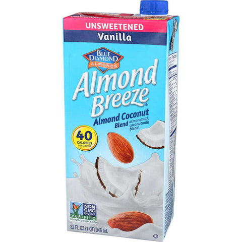 Blue Diamond Unsweetened Vanilla Breeze Almondmilk Coconutmilk Blend, 32 Ounce -- 12 per case.