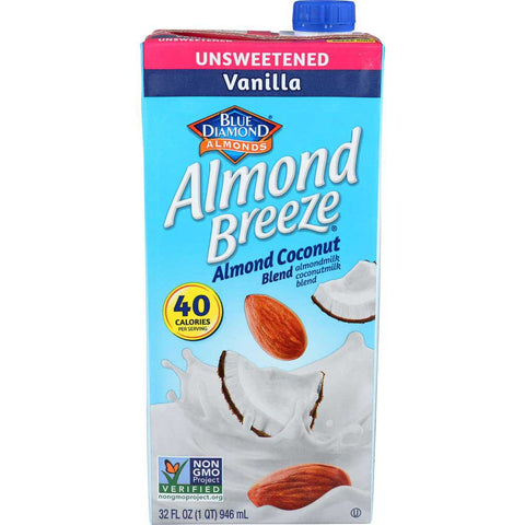 Blue Diamond Unsweetened Vanilla Breeze Almondmilk Coconutmilk Blend, 32 Ounce -- 12 per case.