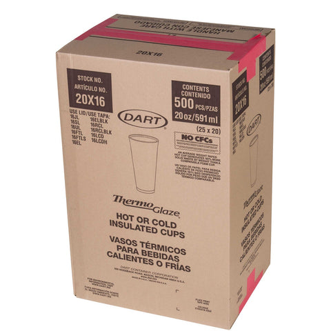 Dart Red Accents Cafe G Stock Printed Foam Cup, 20 Ounce -- 500 per case.