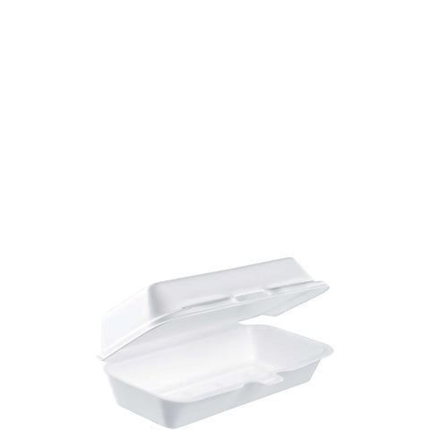 Hot Dog Foam Hinged Lid Containers 7 1/8 X 3 3/4 X 2 1/4 -- 500 Per Case.
