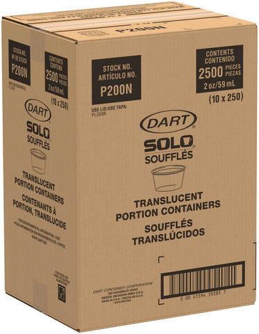 SOLO Cup Company Polystyrene Portion Cups, 2oz, Translucent, 250/Bag, 10 Bags/Carton