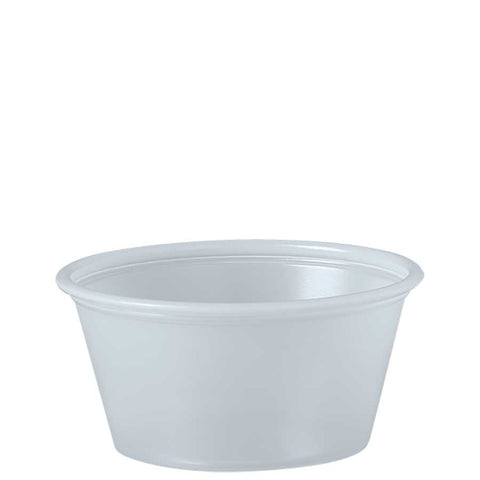 SOLO Cup Company Polystyrene Portion Cups, 2oz, Translucent, 250/Bag, 10 Bags/Carton