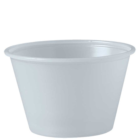 SOLO Cup Company Polystyrene Portion Cups, 4oz, Translucent, 250/Bag, 10 Bags/Carton
