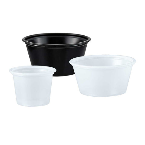 SOLO Cup Company Polystyrene Portion Cups, 2oz, Black, 250/Bag, 10 Bags/Carton