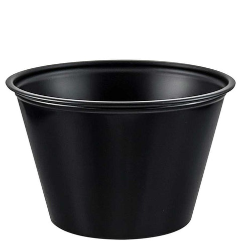SOLO Cup Company Polystyrene Portion Cups, 4oz, Black, 250/Bag, 10 Bags/Carton