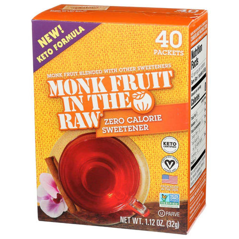 Monk Fruit In The Raw Zero Calorie Sweetener - 40 count per pack -- 8 packs per case
