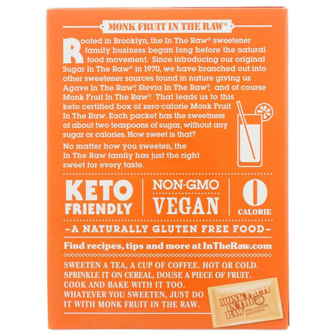 Monk Fruit In The Raw Zero Calorie Sweetener - 40 count per pack -- 8 packs per case