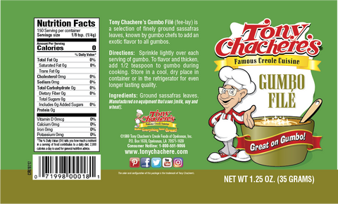 Tony Chacheres Gumbo File Soup, 1.25 Ounce -- 12 per case