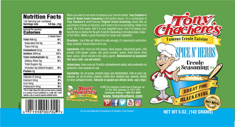 Tony Chacheres Herb and Spice Seasoning, 5 Ounce -- 6 per case