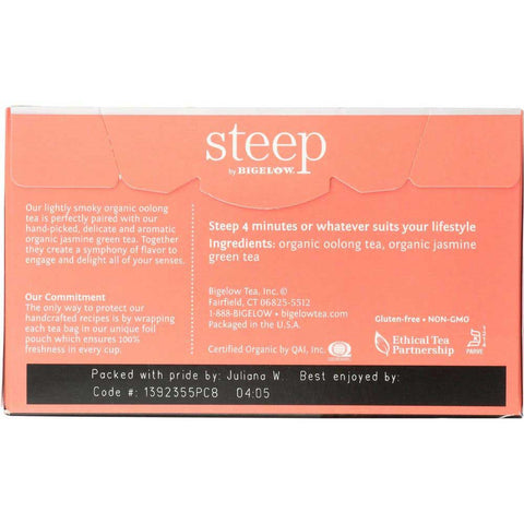 Steep by Bigelow Organic Oolong and Jasmine Green Tea - 20 tea bags per pack -- 6 packs per case