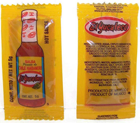 El Yucateco Red Habanero Sauce, 5 Gram -- 300 per case