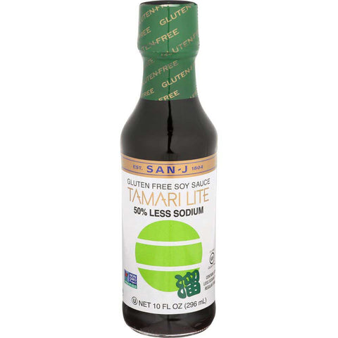 San-J 50 Percent Less Sodium Tamari Lite Soy Sauce, 10 Fluid Ounce -- 6 per case