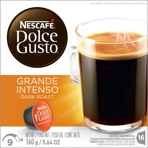 Nescafe Dolce Gusto Cafe Grande Intenso Dark Roast Coffee Capsules, 16 count per pack -- 3 per case.