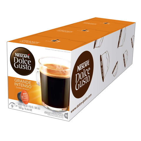 Nescafe Dolce Gusto Cafe Grande Intenso Dark Roast Coffee Capsules, 16 count per pack -- 3 per case.
