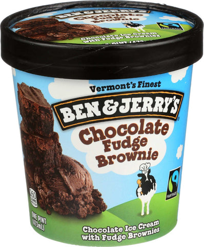 Ben and Jerrys Chocolate Fudge Brownie Ice Cream, 1 Pint -- 8 per case