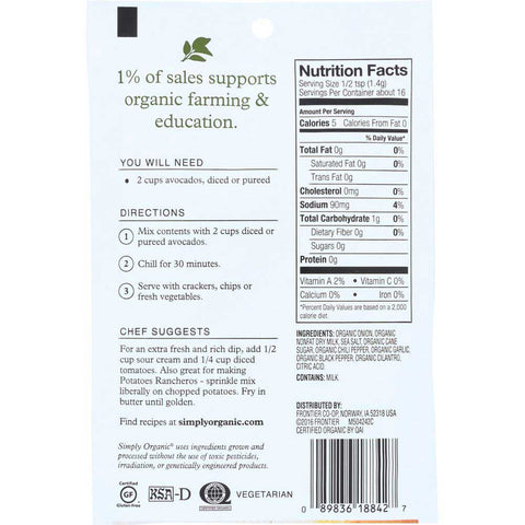 Simply Organic Guacamole Dip Mix, 0.8 Ounce -- 12 per case.