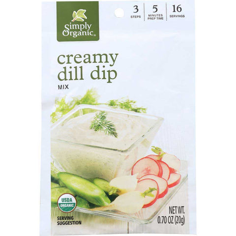 Simply Organic Creamy Dill Dip Mix, 0.7 Ounce -- 12 per case.