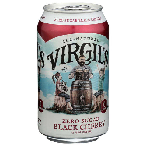Virgils Zero Sugar Black Cherry Soda, 12 Fluid Ounce - 6 count per pack -- 4 packs per case