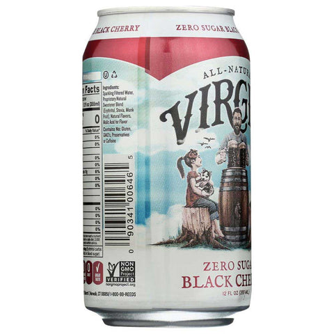 Virgils Zero Sugar Black Cherry Soda, 12 Fluid Ounce - 6 count per pack -- 4 packs per case
