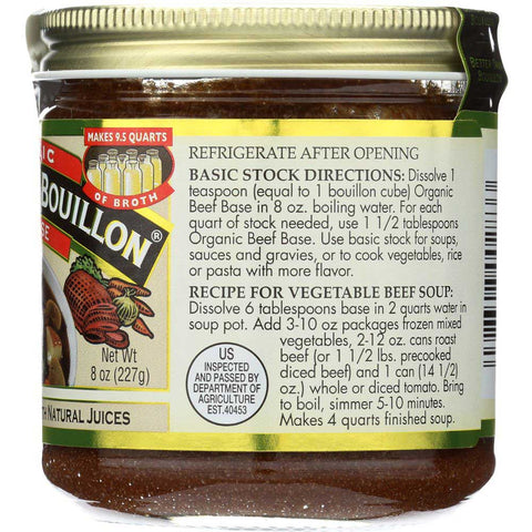 Better Than Bouillon Organic Beef Soup Base, 8 Ounce -- 6 per case.